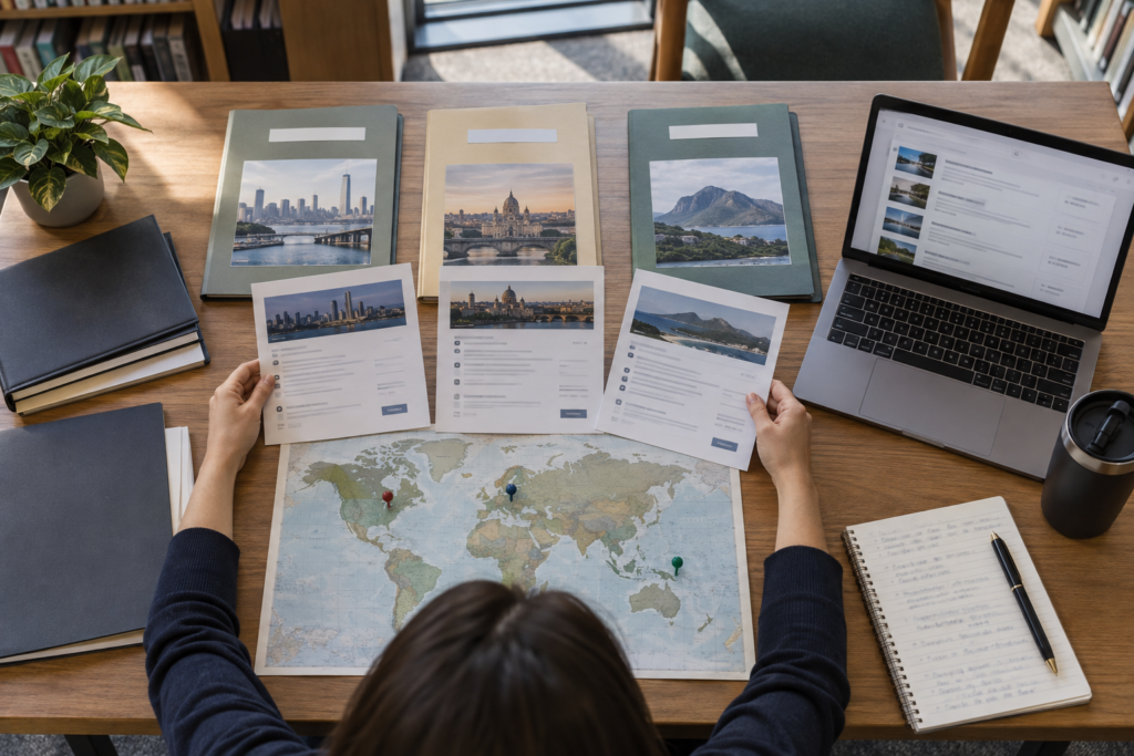 Applicant comparing targeted overseas job opportunities