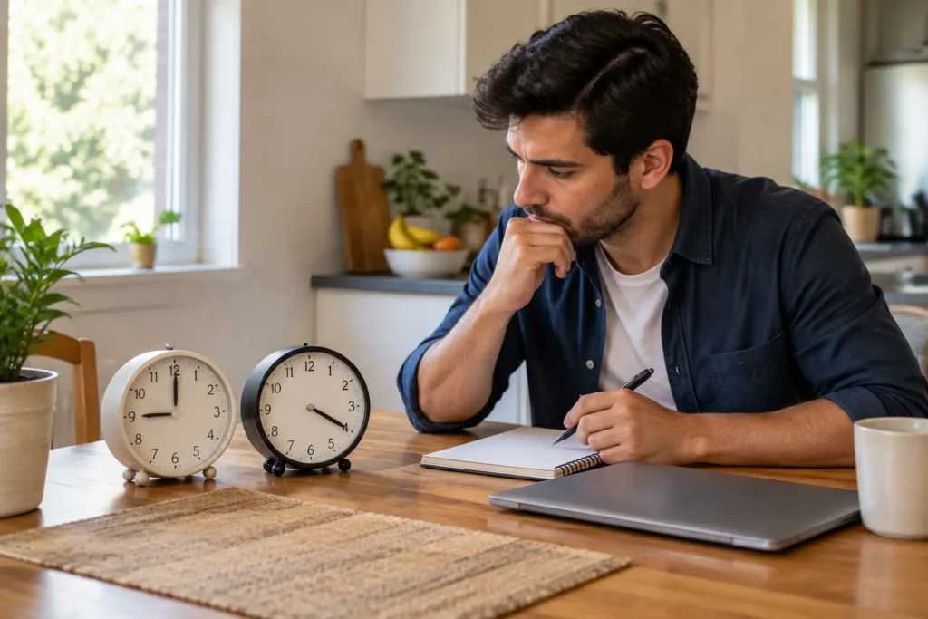 Candidate checking two different clocks
