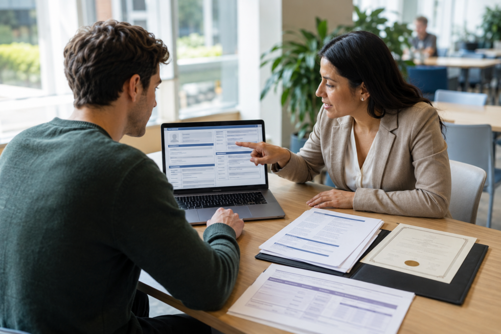 Recruiter comparing American and international CV formats