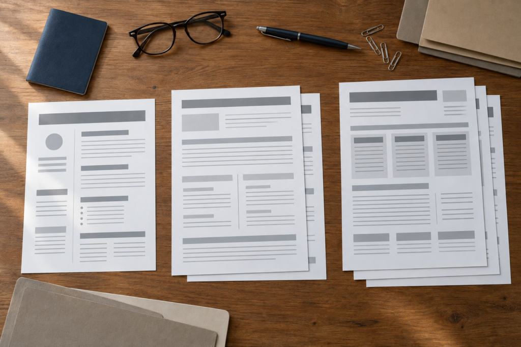 International CV versions with different page lengths and layouts for jobs abroad