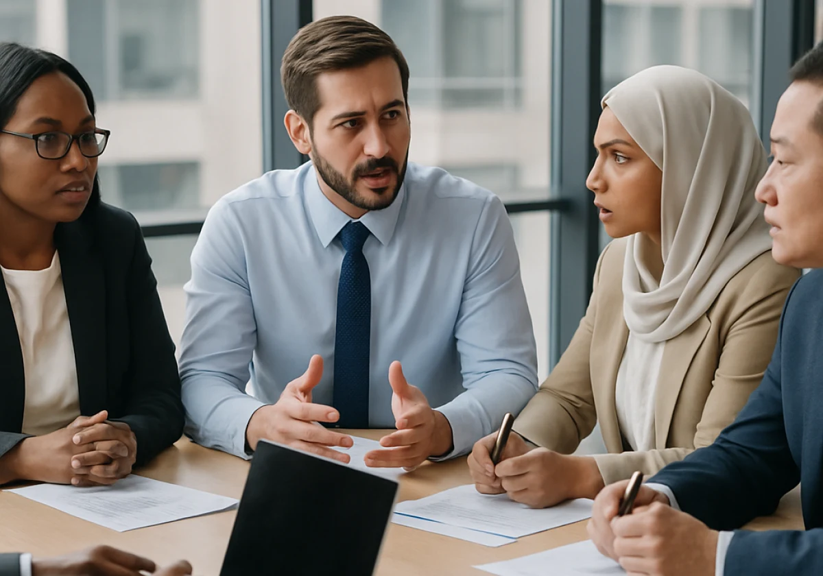 Diverse group of professionals from different backgrounds having