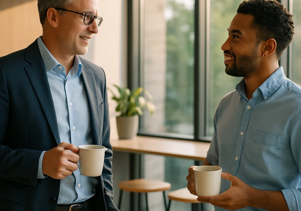 Manager and employee having a one-on-one conversation